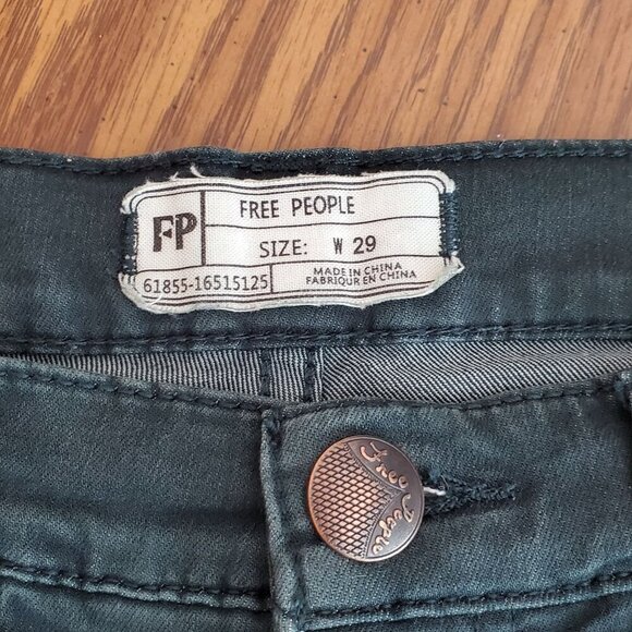 Free People Womens High-Rise Skinny Jeans Size 29 Teal Green Denim Stretch - Picture 4 of 12